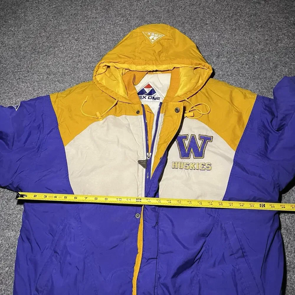 Vintage 90s Washington Huskies Jacket Mens XL Apex One Hooded Logo Full Zip
